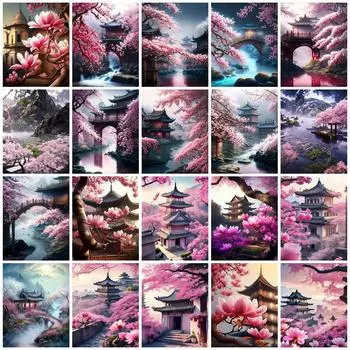 5D Алмазная Картина Новые Поступления Храм Дерево Вышивка Мозаика Пейзаж Цветок Полный Квадрат Круглый Настенный Декор Full Round 20x30CM