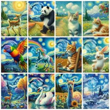 5D Алмазная Картина Новые Поступления Кошки Животные Домашний Декор Полная Квадратная Круглая Вышивка Мозаика Пейзаж Настенное Искусство Full Round 20x30CM