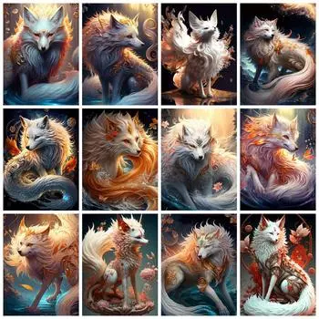 5D Алмазная Картина Новые Поступления Лиса Мозаика Вышивка Животное Фэнтези Полный Квадрат Круглый Домашний Декор Full Round 20x30CM