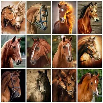 5D Алмазная Картина Новые Поступления Лошадь Полная Круглая Вышивка Животные Мозаика Ручной Работы Подарок Домашний Декор Full Round 20x30CM