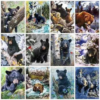 5D Алмазная картина Новые поступления Медведь Дерево Полная квадратная/круглая вышивка Мозаика Животное Домашний декор Full Round 20x30CM