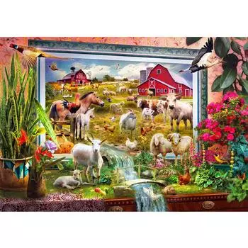 5D Алмазная картина Пейзаж Алмазная вышивка Животные на ферме 20X30CM
