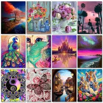 5d Алмазная картина Пейзаж Мозаика Вышивка крестом Набор Полный Круглый Стразы Животное Сделай Сам Украшение Для Дома Подарок Full Round 20x30CM