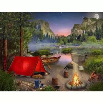 5D Алмазная картина Пейзаж Палатка Фотографии Стразы Алмазная вышивка Речная мозаика Декорация 30x40 см/12x16 дюймов 30x40cm NO Frame