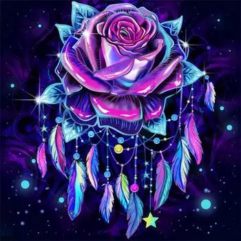 5D Алмазная картина Пейзаж Полный круглый Алмазная вышивка Цветочные украшения для дома 40x40см 40x40cm NO Frame