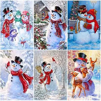 5D алмазная картина пейзаж снеговик полный круглый дрель стразы алмазная вышивка крестиком наборы настенное искусство домашний декор подарок Full Round 20x30CM