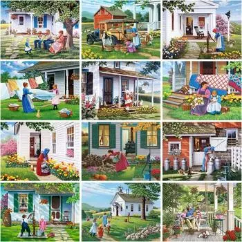 5D Алмазная картина Пейзаж Стразы Картинки Пейзаж Алмазная вышивка Украшения для дома Full Round 20x25CM