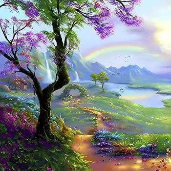 5D Алмазная картина Пейзаж Вышивка Дерево Полная круглая вышивка крестиком Живопись Искусство Стразы Декор для дома 40x40 см/16x16 дюймов 40x40cm NO Frame