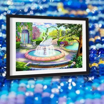 5D Алмазная картина Пейзаж Вышивка крестиком Алмазная мозаика Сад Лебедь Алмазная вышивка Стразы 20X30CM