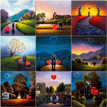 5D Алмазная картина Пейзаж Живопись Вышивка Ремесло Пейзаж Алмазная мозаика Распродажа Зимний домашний декор Подарок Full Round 20x20CM