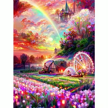 5D Алмазная картина Пейзажная вышивка Дом Картина Стразы Мозаика Домашний декор 30x40 см/12x16 дюймов 30x40cm NO Frame