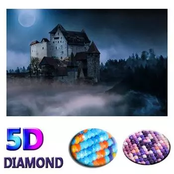 5D Алмазная картина Плотный туман Пейзаж Полный круглый Алмазная вышивка Крестом 20X30CM