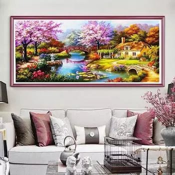 5d Алмазная картина, полная алмазная большая пасторальная пейзажная наклейка, алмазная спальня, простая современная алмазная вышивка, вышивка крестом, мозаичное искусство, новое сделай сам 100-50CM белый