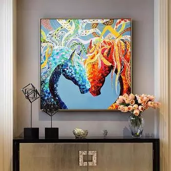 5d Алмазная картина Полная Алмазная Цветная Лошадь Простая Спальня Алмазная Вышивка Мозаика Новый Ресторан Пятно Алмазная Вышивка Крестом DIY 30*30CM чёрный