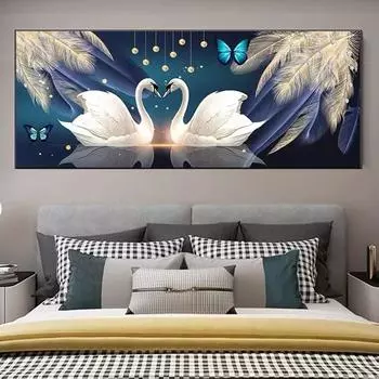 5d алмазная картина полная алмазная гостиная современная прихожая спальня светлая роскошная вышивка крестом Лебединое озеро 2024 новая алмазная вышивка 100-50CM белый