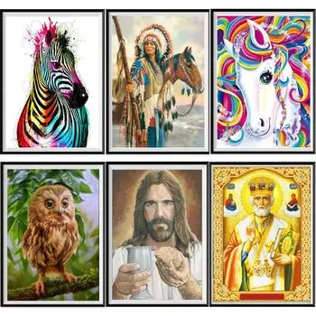 5D Алмазная картина, полная алмазов, человек и животное, круглая алмазная мозаика, украшение для дома, сделай сам, ручная работа 20X25cm