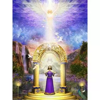 5D Алмазная картина Полная дрель Женщина Алмазная мозаика Цветное изображение неба Алмазная вышивка 20X30CM