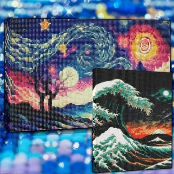 5D Алмазная картина Полная круглая дрель Алмазная Звездное море Художественная картина Алмазная живопись Ручная работа Diy Алмазная мозаика Картина Украшение дома Without a frame розовый