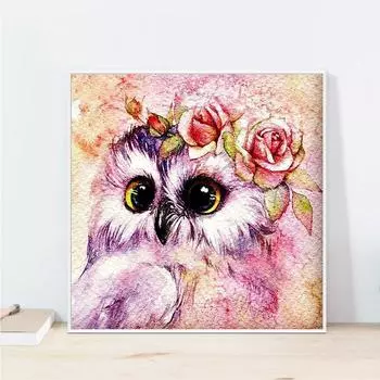 5D Алмазная картина Полная круглая сова Алмазная вышивка Распродажа Цветочная сова Стразы Картины Алмазная мозаика 30*30 cm