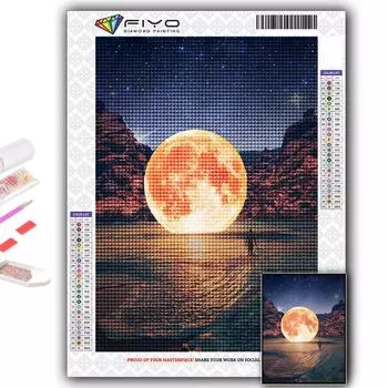 5D Алмазная картина Полная луна DIY Алмазная вышивка Стразы Украшение для дома Full Round 20X30CM