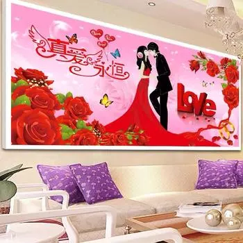 5d Алмазная картина, полная вышивка крестом, гостиная, новая истинная любовь, вечная свадьба, празднование, спальня, свадьба, ручная вышивка, простое мозаичное искусство 100-50CM белый