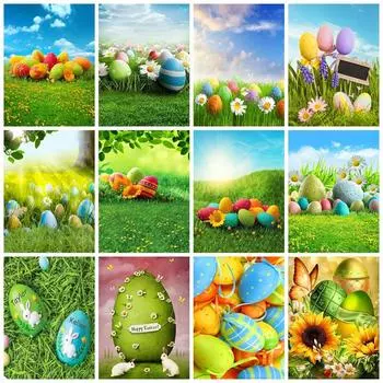 5d Алмазная картина Полная вышивка Пасхальное яйцо Мозаика Пейзаж Вышивка крестом Домашний декор Full Round 20x30CM