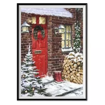 5D Алмазная картина Полный алмаз Рождественская круглая Алмазная мозаика Узор Домашнее украшение Diy Ручная работа 30X40cm