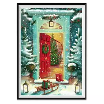 5D Алмазная картина Полный алмаз Рождественская круглая Алмазная мозаика Узор Домашнее украшение Diy Ручная работа 30X40cm