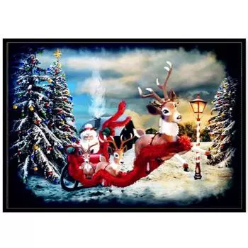 5D Алмазная картина Полный алмаз Рождественская круглая Алмазная мозаика Узор Домашнее украшение Diy Ручная работа 40X30cm