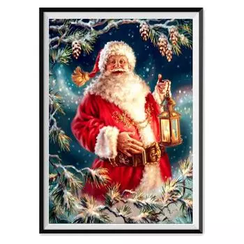 5D Алмазная картина Полный алмаз Санта-Клаус Круглая Алмазная мозаика Узор Домашнее украшение Diy Ручная работа 30X40cm