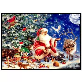 5D Алмазная картина Полный алмаз Санта-Клаус Круглая Алмазная мозаика Узор Домашнее украшение Diy Ручная работа 40X30cm