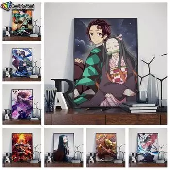 5D Алмазная картина Полный алмазный истребитель демонов: Kimetsu no Yaiba Алмазная картина Ручная работа Diy Алмазная мозаика Картина Украшение дома Full Round 20X30CM