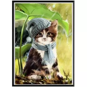 5D Алмазная Картина Полный Алмазный Котенок Круглый Алмазная Мозаика Узор Домашнее Украшение Сделай Сам Ручной Работы 30X40cm
