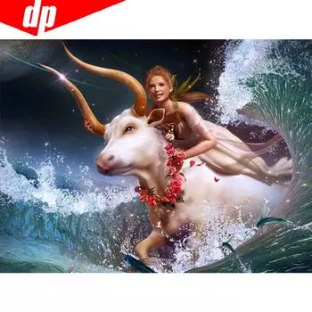 5d Алмазная картина Полный дрель Круглые животные Алмазная мозаика Продажа Девушки Алмазная вышивка 20X30