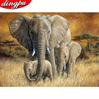5d Алмазная картина Полный дрель Круглый животных Вышивка Крестом Слон 20X30CM