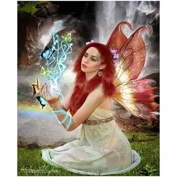 5D Алмазная картина Полный дрель Вышивка крестиком Бабочка Фея Алмазная вышивка Стразы Украшение 20X30CM