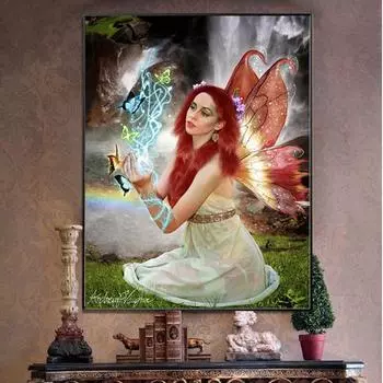 5D Алмазная картина Полный дрель Вышивка крестиком Бабочка Фея Алмазная вышивка Стразы Украшение 20X30CM