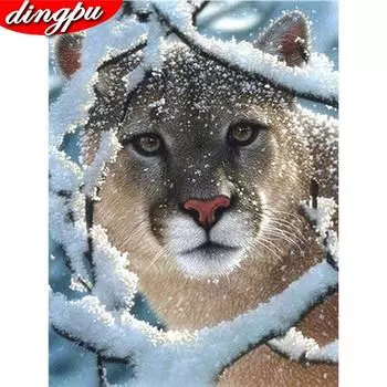 5D Алмазная картина Полный круглый Asnow Leopard Алмазная художественная вышивка Животное Прибытие Домашнее украшение 20X30CM