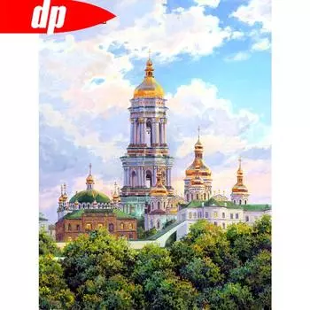 5D Алмазная картина Полный круглый Церковь Алмазная мозаика Религия Алмазная вышивка Стразы 20X30CM