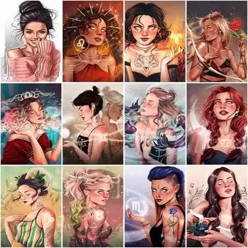 5D Алмазная картина Полный круглый Девушка Ремесленная Алмазная вышивка Мозаика Портрет Украшение дома Full Round 20x30CM