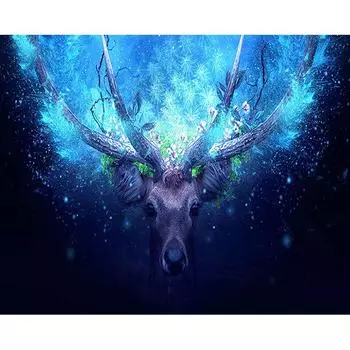5D Алмазная картина Полный круглый красивый олень Алмазная вышивка Крестом 20X30CM