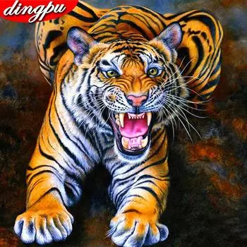 5D Алмазная картина Полный круглый животное DIY Алмазная художественная вышивка Тигр ручной работы