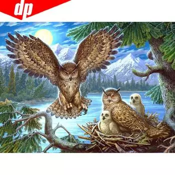 5D Алмазная картина Полный круглый животное Сова Вышивка Продажа Картина Горный хрусталь Алмаз 20X30