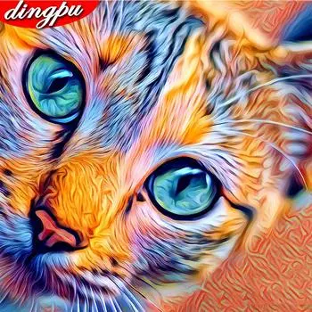 5D Алмазная картина Полный круглый животных Вышивка Кошка Вышивка крестом Домашнее украшение 30x30CM