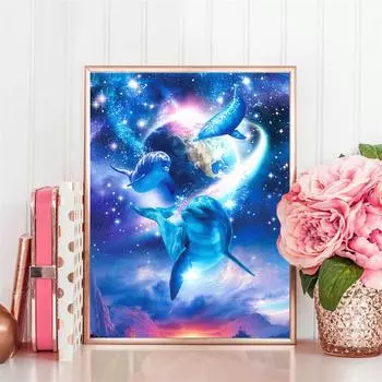 5d Алмазная картина Полный квадратный Дельфин Арт Наборы Алмазная вышивка Мозаика Вышивка крестом 20X30CM