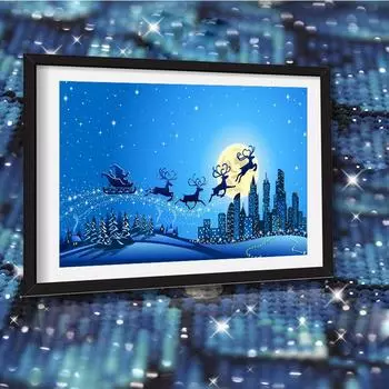 5D Алмазная картина Полный квадратный DIY Санта-Клаус DIY Алмазная вышивка Снег Вышивка крестом Рождественский домашний декор Наборы Full Round (20X30CM)