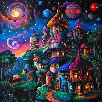 5D Алмазная Картина Полный Квадратный Пейзаж Фэнтези Дом Алмазная Вышивка Искусство Мозаика Домашний Декор Full Round 20x20CM