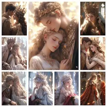 5d Алмазная картина Принц Принцесса Полный круг Diy Алмазная мозаика Вышивка Любовник Крест Набор Украшение для дома Full Round 20x30CM