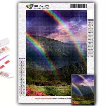 5D Алмазная картина Радуга DIY Алмазная вышивка Горный хрусталь Домашнее украшение Full Round 20X30CM