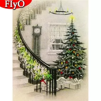 5D Алмазная картина Рождественская елка Полный дрель Площадь Алмазная вышивка Рукоделие Фестиваль Подарок Декор стены Full Round (20X30CM)